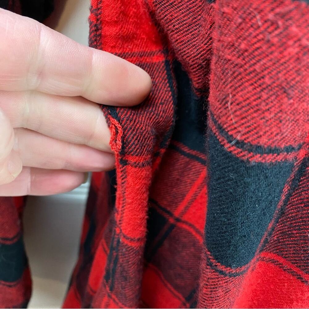 Merona Sleep Shirt Buffalo Plaid Size XXL Red Black - Picture 4 of 6